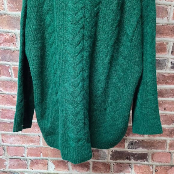 AVA & VIV Cable Knit Pullover Sweater | 3X | Dark Green | Plus Size Crew Neck - Picture 6 of 7
